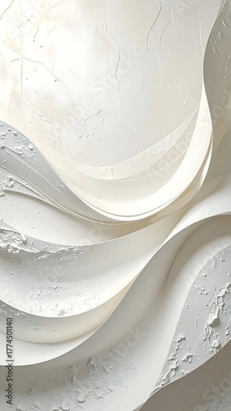Fototapeta Abstract image showing white plaster-like waves, with light and shadow depth throughout