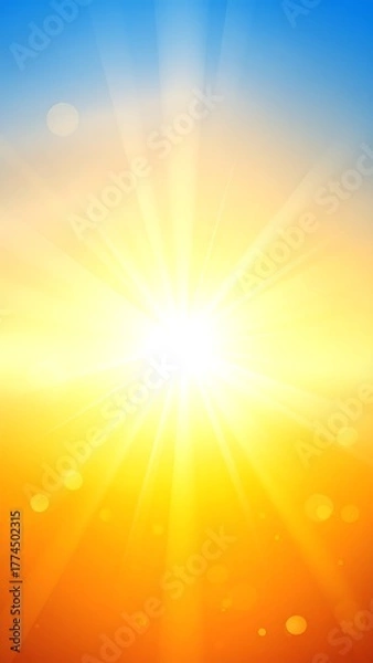 Fototapeta Abstract image with radiant light emanating from a point, transitioning from orange to blue