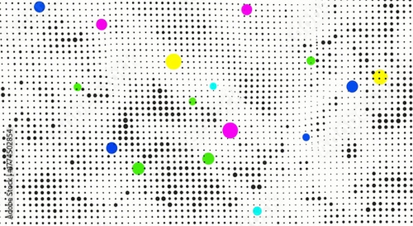 Obraz Abstract dots and colorful circles on a white background.