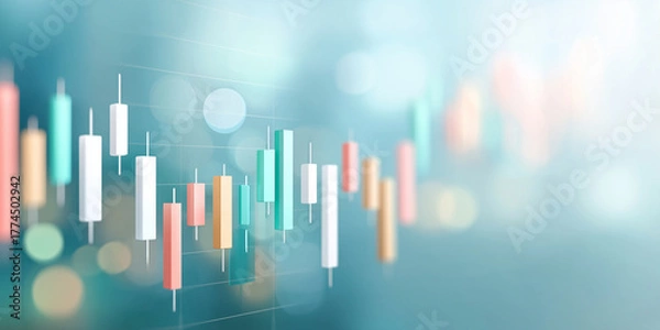 Obraz ローソク足チャートをイメージしたグラフィック　株式投資のイメージ