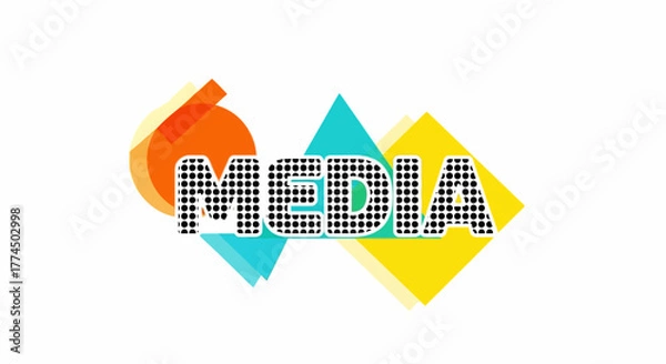 Fototapeta Colorful Media Text Design with Geometric Shapes.