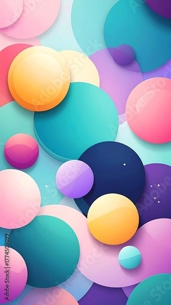 Obraz Abstract image of colorful translucent circles overlapping in pastel shades and soft shadows