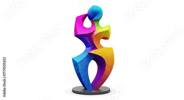 Fototapeta Colorful Abstract Sculpture on White Background.