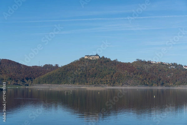 Fototapeta View of Waldeck Castle and the Edersee.