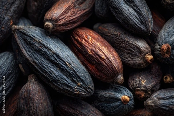 Obraz Aromatic Tonka Beans - Dark Seeds for Culinary Delights and Baking Essentials