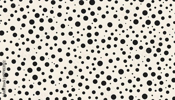 Obraz Dynamic Black Circle Pattern on Creamy White Background, Abstract Design