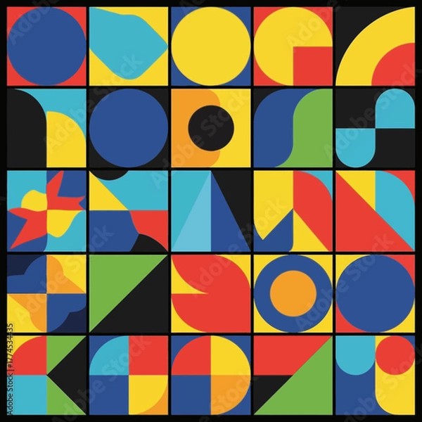 Fototapeta Vector Abstract Geometric SVG Illustration with Colorful Shapes in Modern Flat Style for Digital Design