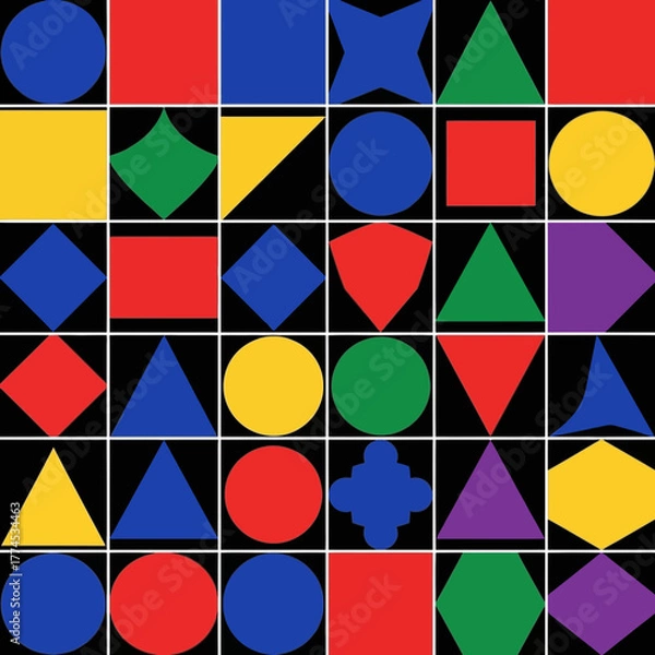 Fototapeta Vector Geometric SVG Pattern Collection with Colorful Shapes in Flat Design Style