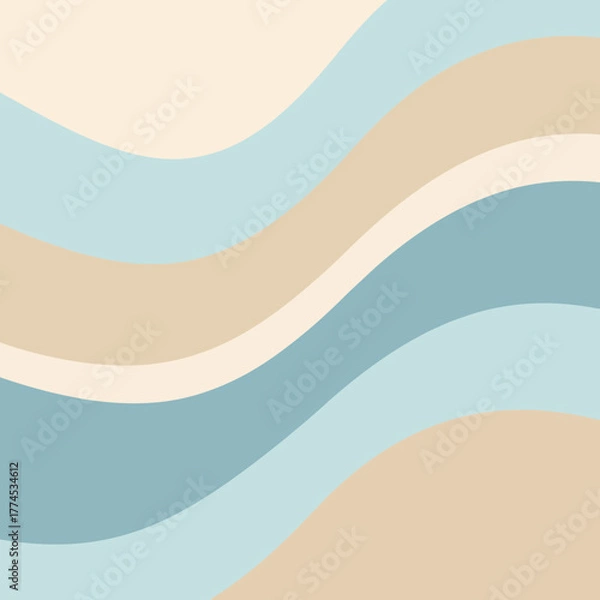 Fototapeta Vector Minimalist Geometric SVG Illustration with Wavy Abstract Shapes in Soft Pastel Colors for Modern Digital Design