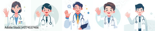 Fototapeta vector a doctor say hello friendly