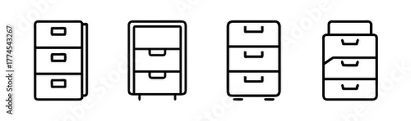 Fototapeta Simple vector illustration of a classic filing cabinet icon for data storage and organization