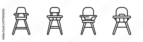 Fototapeta Simple vector illustration of a classic high chair for babies and toddlers isolated on a clean background