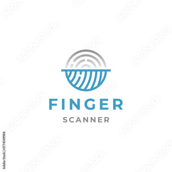 Fototapeta Modern fingerprint scanner logo for tech startups and security companies needing a professional brand identity and trustworthy digital presence online now