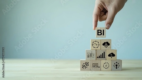 Fototapeta Building blocks of business intelligence and data analytics strategy