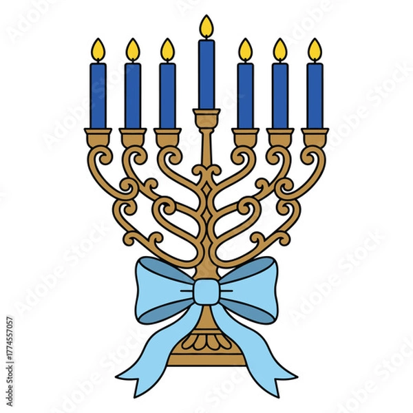 Fototapeta Decorative Hanukkah Menorah Vector Illustration