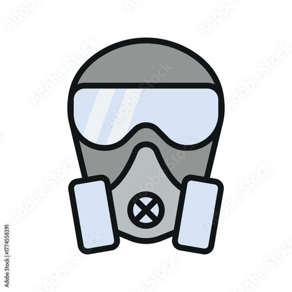 Fototapeta Respirator mask icon for vibrant industrial and health web graphics.