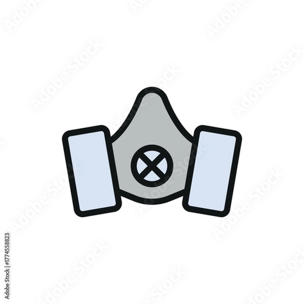 Fototapeta Respirator mask icon for bright safety campaigns and healthcare visuals.