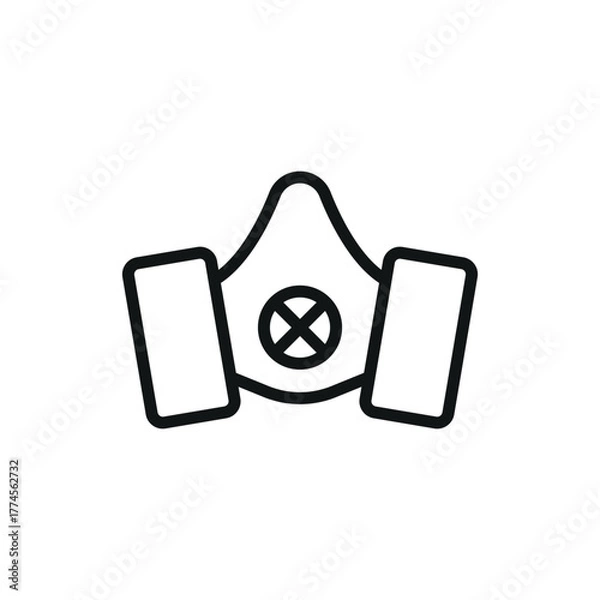 Fototapeta Respirator mask icon for minimal air filter and protection projects.