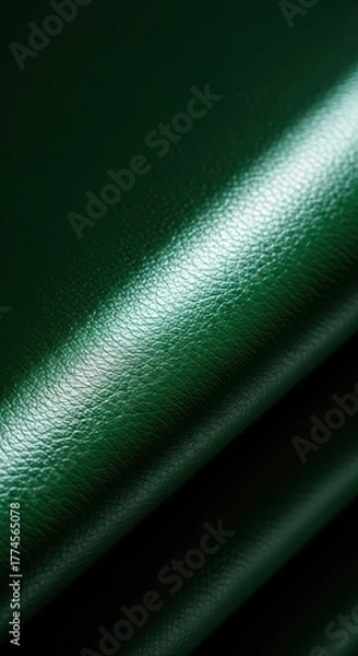 Fototapeta Abstract metallic green surface with light reflection dynamic diagonal stripes texture closeup