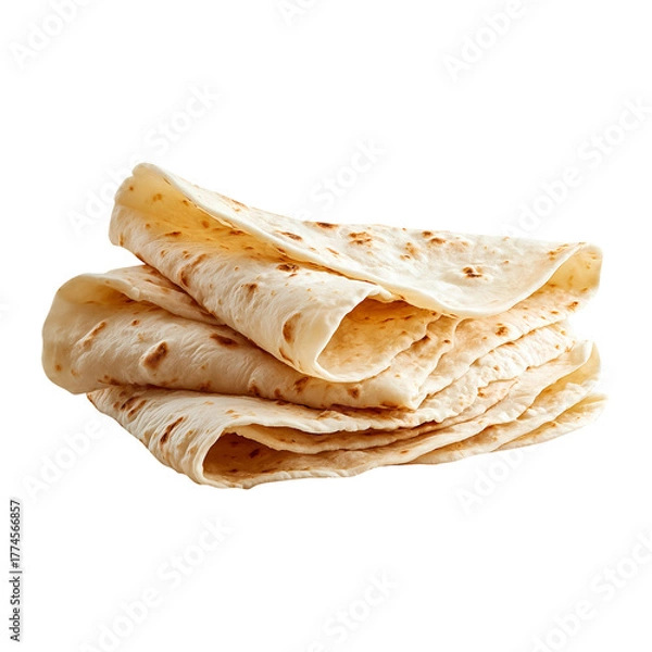 Fototapeta Lavash bread, isolated on white background, realistic, studio lighting, centered, no shadow, transparent background