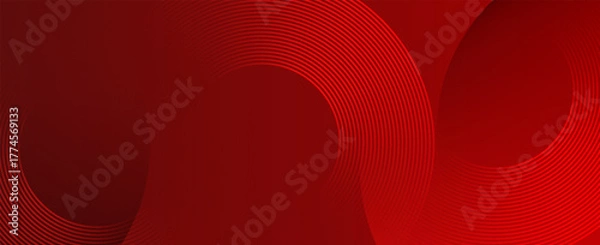 Fototapeta Abstract red background with glowing curve lines. Modern shiny red gradient geometric circle lines pattern. Suit for banner, web, brochure, pamflet and presentation
