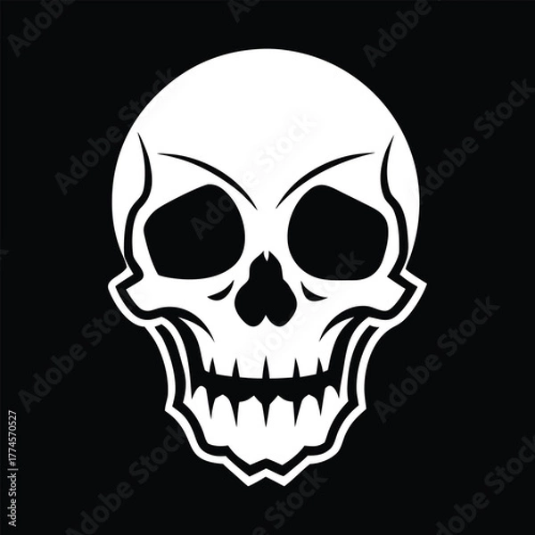 Fototapeta Skull Vector Illustration – Gothic Horror and Rock Style Emblem
