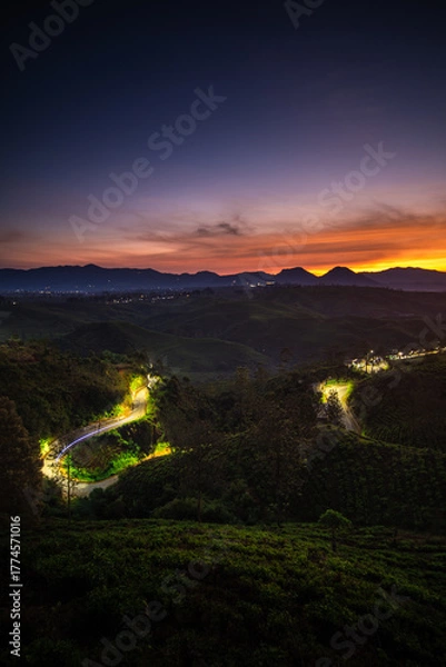 Obraz sunset over the mountains