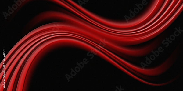 Obraz Abstract red wave shapes on black background