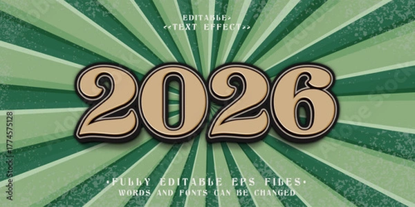 Fototapeta 3d 2026 retro style text effect.typhography logo