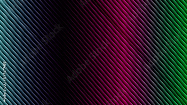 Obraz Diagonal Gradient Stripes Teal Magenta Green Black abstract background