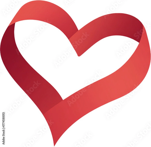 Obraz Ribbon Heart Shape Clipart, Red Heart Ribbon PNG, Love Ribbon Element, Valentine's Day Heart, Romantic Ribbon Design