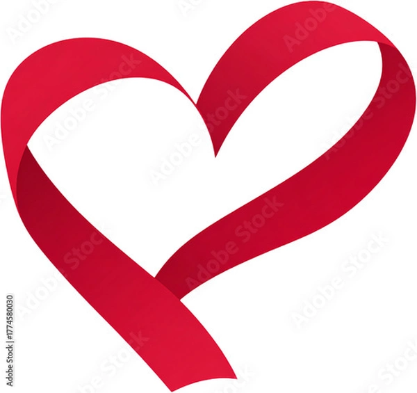 Obraz Ribbon Heart Shape Clipart, Red Heart Ribbon PNG, Love Ribbon Element, Valentine's Day Heart, Romantic Ribbon Design