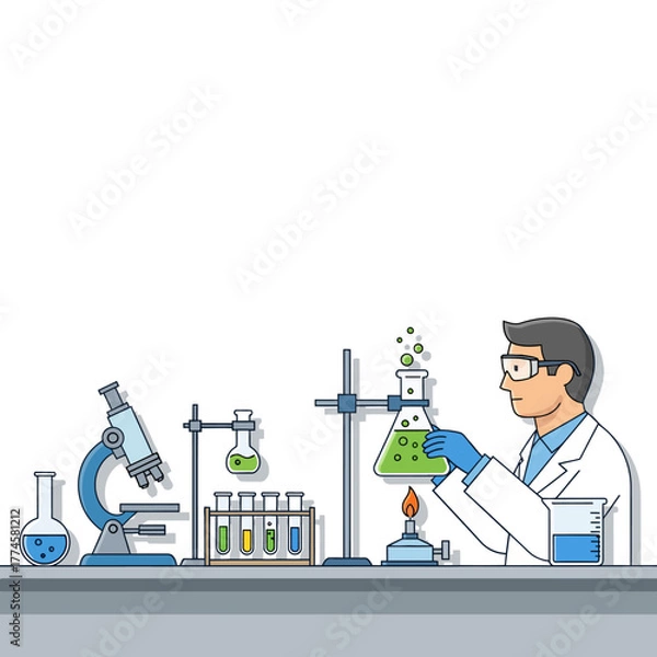 Fototapeta Scientist working with chemical experiment in modern laboratory setting