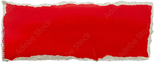 Fototapeta piece of red cardboard paper tear isolated on white background