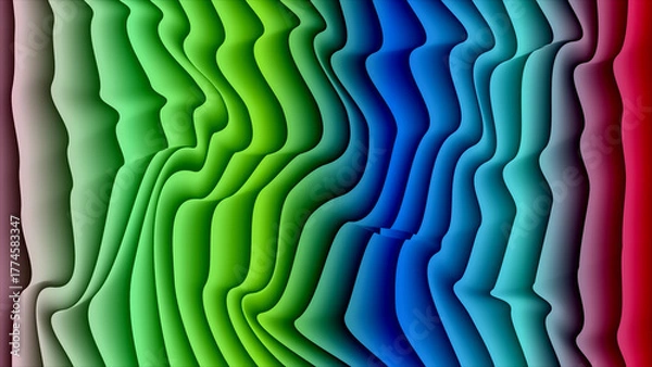 Obraz Wavy Gradient Layers Of Green Blue Purple Red abstract background