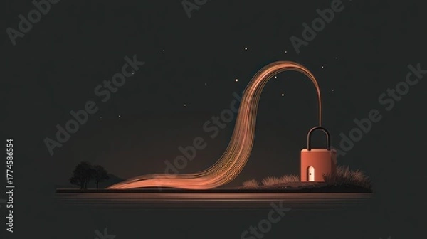 Obraz Abstract illustration of illuminated lantern with glowing light trails