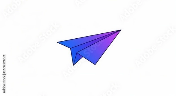 Fototapeta Gradient Paper Airplane Icon Symbolizing Travel, Communication, and Modern Design