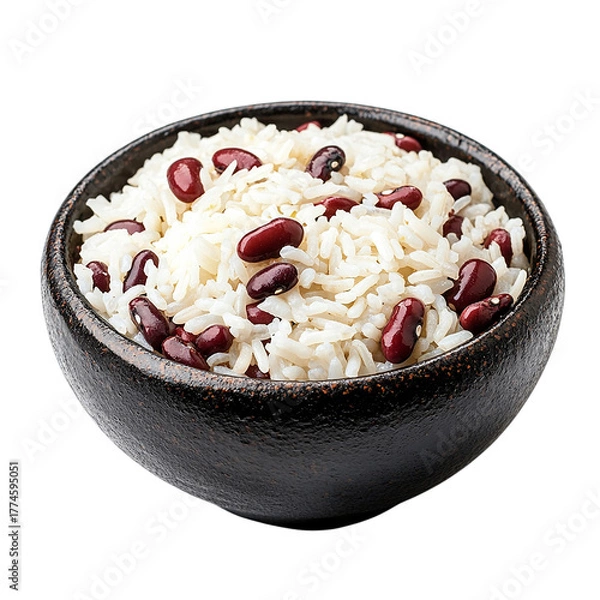 Obraz Delicious Bowl of Rice and Beans Isolated transparent on white background