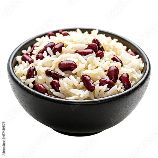 Fototapeta Delicious Bowl of Rice and Beans Isolated transparent on white background