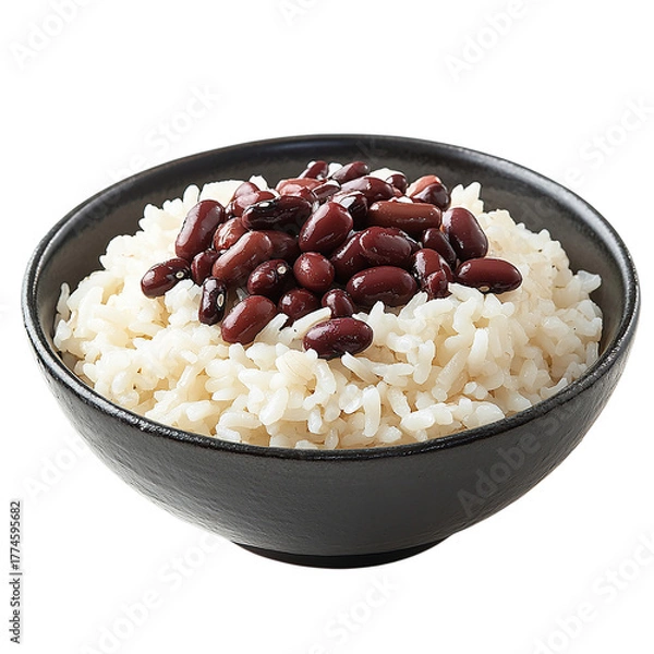 Obraz Delicious Bowl of Rice and Beans Isolated transparent on white background