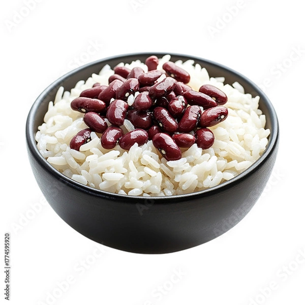Obraz Delicious Bowl of Rice and Beans Isolated transparent on white background