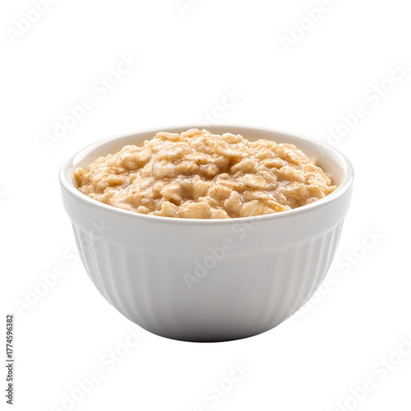 Fototapeta bowl of oatmeal with toppings ready for a healthy Isolated transparent on white background
