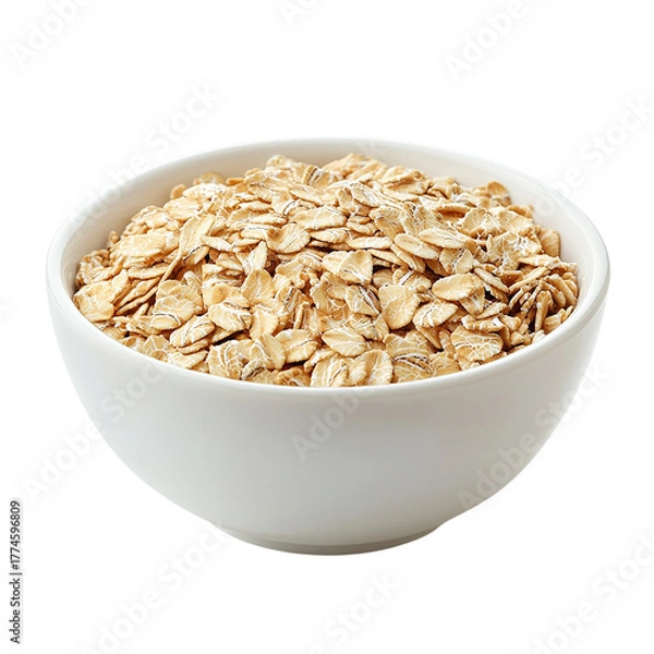 Fototapeta bowl of oatmeal with toppings ready for a healthy Isolated transparent on white background