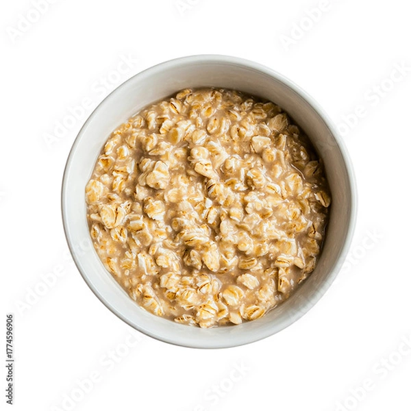 Fototapeta bowl of oatmeal with toppings ready for a healthy Isolated transparent on white background