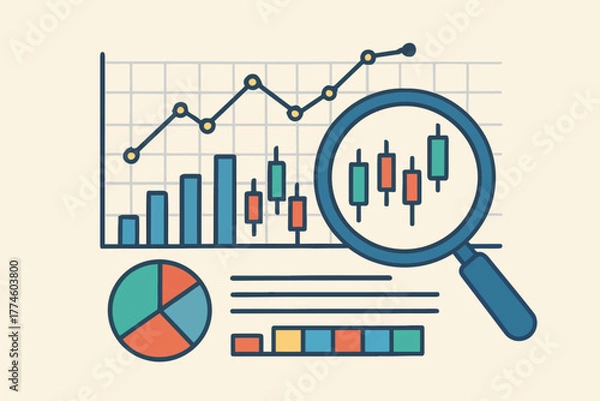 Fototapeta Modern Finance Visualization – Charts, Graphs, and Analysis Icons