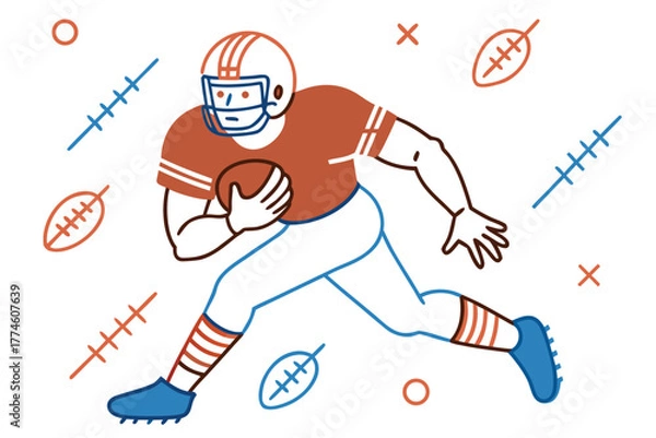 Fototapeta An energetic football player runs with the ball