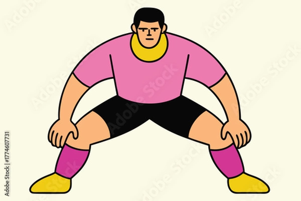 Fototapeta A rugby player prepares for the scrum with determination