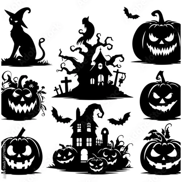 Obraz halloween background with pumpkins vector