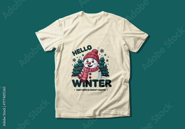 Fototapeta Hello Winter Season Editable T Shirt Print Design