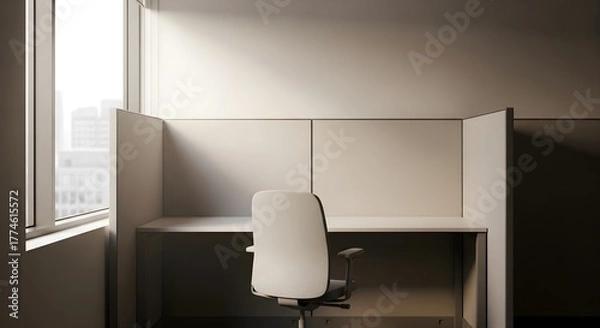 Fototapeta Empty office cubicle with chair